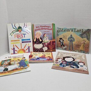 Jewish Kids Book Lot Holiday Hanukkah Golems Latkes Spin Dreidel 1st Shabbat